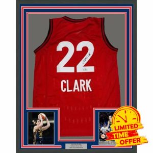 Framed Facsimile Autographed Caitlin Clark 35x39 Indiana Red Reprint Laser Auto Basketball Jersey
