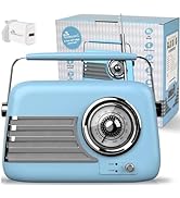 UK Technology Retro Radio, Portable FM Radio & Bluetooth Speaker, Vintage FM Radio, Mains Or Batt...