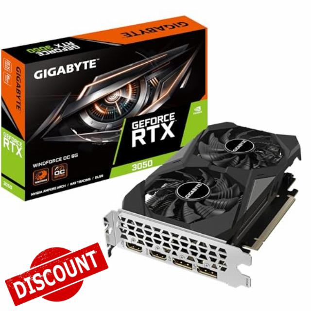 Gigabyte GeForce RTX 3050 Windforce OC (6GB GDDR6/PCI Express 4.0/1470MHz/14000MHz)