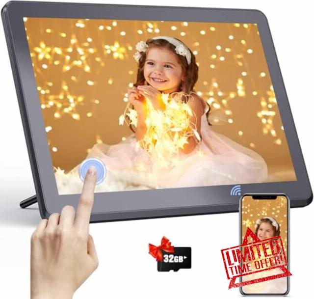 FamBrow 8.1 Inch WiFi Digital Photo Frame with 32GB Storage & 32GB Card