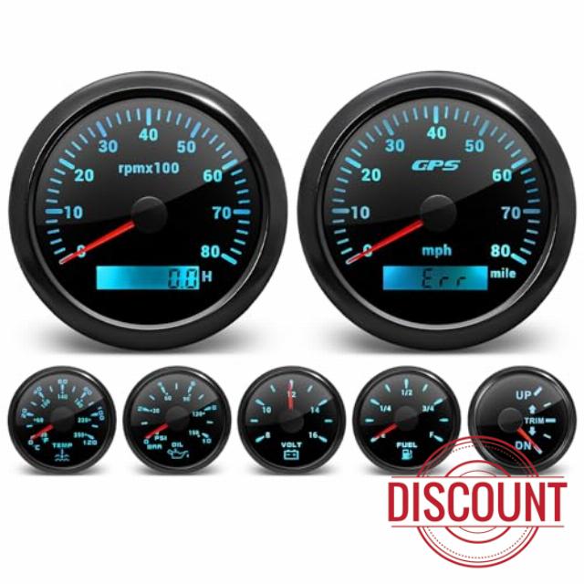 ARTILAURA 7 Gauge Set 3-3/8" 85mm GPS Speedometer
