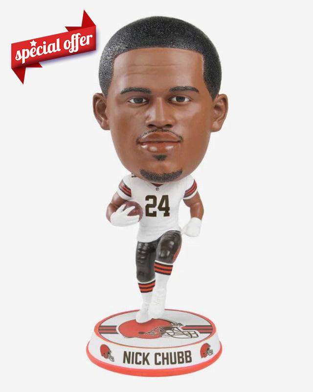 Nick Chubb Cleveland Browns Away Jersey Variant Bighead Bobblehead NFL Football