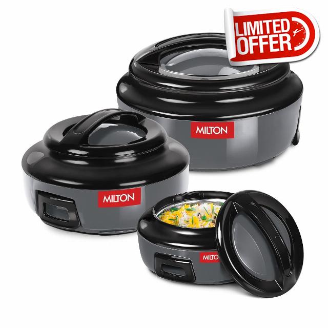 Casserole Set Kitchen Item Indian Item Inner Stainless Steel Jr. Casserole | Easy to Carry | Serving | Set of 3 (420 ml