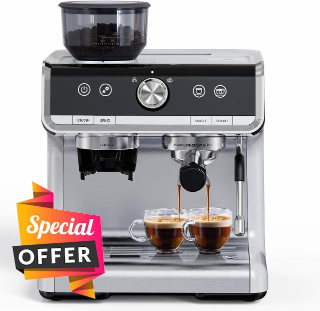 Semi-Automatic Espresso Machine - 1450W/20 Bar Professional Coffee Machine