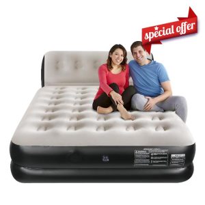 Queen Air Mattress with Built in Wireless Pump and Integrated Headboard