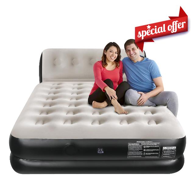 Queen Air Mattress with Built in Wireless Pump and Integrated Headboard