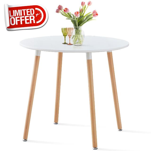 White Dining Room Table Round Kitchen Table for 2-4 Person