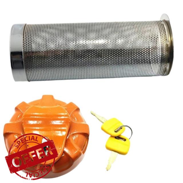 For HITACHI ZX ZAX EX60 70 120 240-5-6 Excavator Anti-theft Diesel Tank Cover Fuel Tank Filter Excavator Accessories Spare parts (Color : Yellow cover and steel)