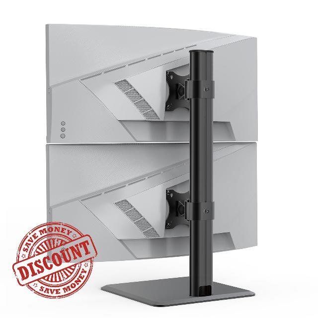 BEWISER Sturdy Dual Monitor Stand - Vertical Heavy Duty Monitor Riser Fits Two 17 to 49 Inch Screen with Swivel