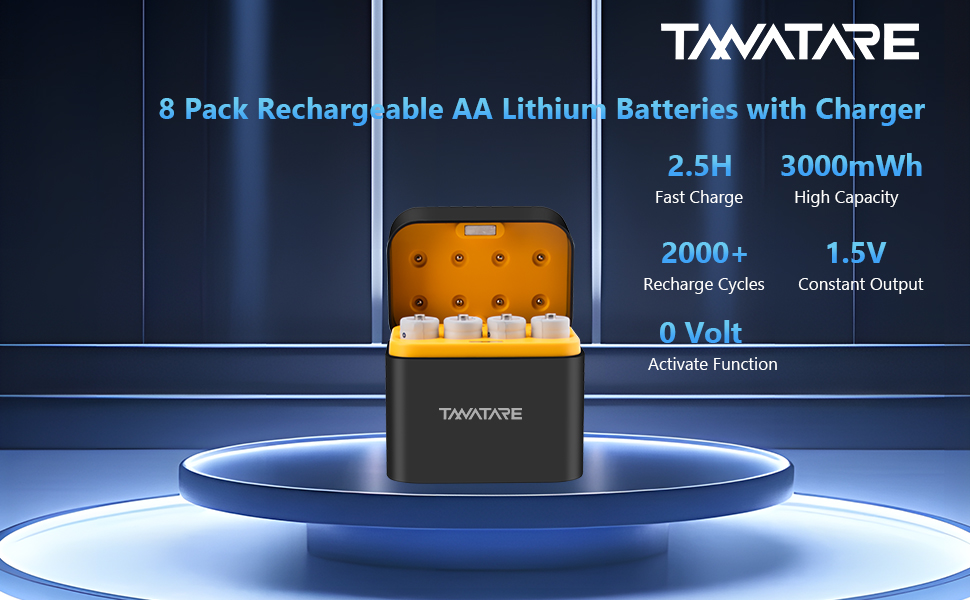 8 pack rechargeable batteries with charger