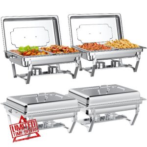 Chafing Dishes for Buffet Set: Chafers for Catering - Chafing Dish Buffet Set with Lids | Chafers and Buffet Warmers Sets | Serving Food Warmer | Chafers Servers Sets