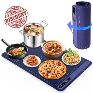 Food Warming Mat - Fast Heating Silicone Electric Warming Tray with 4 Level Temperature