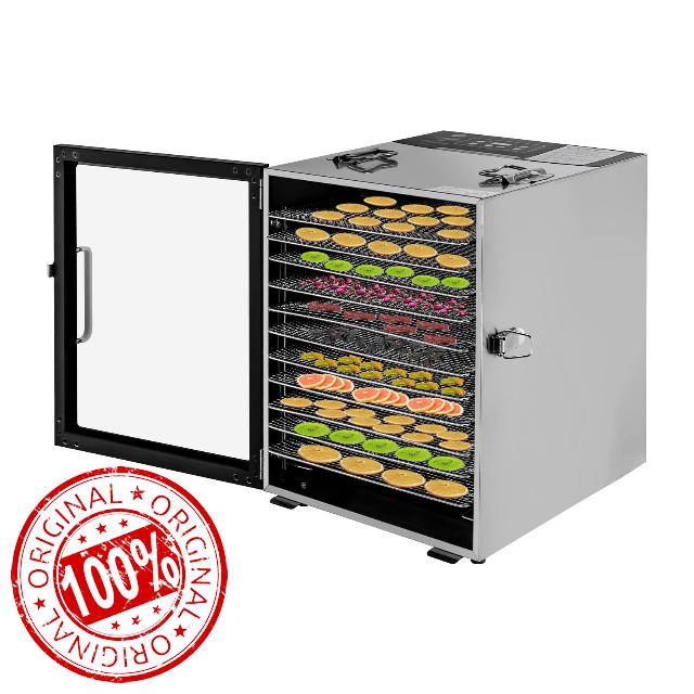 Food Dehydrator Fruit Dryer Freeze Dryers Stainless Steel Dehydrators With Timer Temperature/Time Adjustable Make Low-Calorie Healthy Snacks For Jerky Herbs Vegetables Fruits (800W) (12-tray)