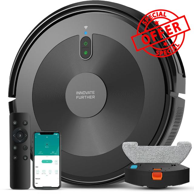 Robot Vacuum and Mop Combo: 2-in-1 Robot Vacuum Cleaner 2500Pa Strong Suction & Tangle-Free & APP/Alexa Control & Schedule Cleaning