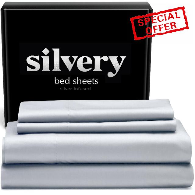 Silvery Silver Infused Bed Sheets Set - Ultra Soft Cooling Fabric for Hot Sleepers with Self-Cleaning Silvery Technology™ for Hygienic Sleep - 5-Star Luxury Hotel Comfort