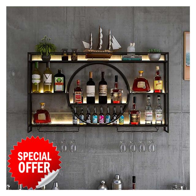 Wine Rack Wall Mounted 3 Tier Metal