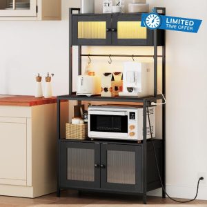 HOOBRO Bakers Rack with Storage Cabinet