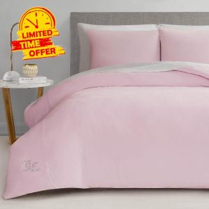 Juicy Couture Marshmallow Pink Velour Full/Queen Comforter Set - 3 Piece Luxury Bedding Ensemble