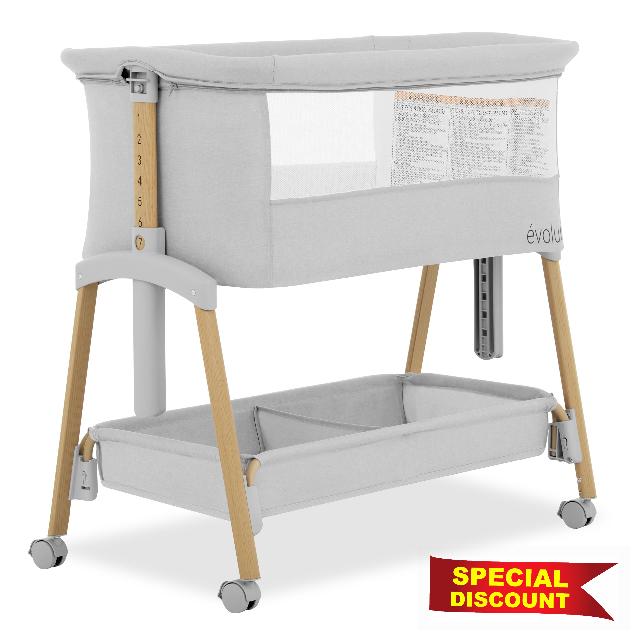 Evolur Lullaby Portable Bassinet with Wheels