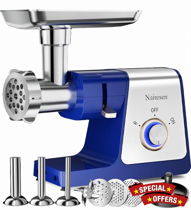 3000W Electric Meat Grinder Sausage Maker Machine Food Grinder with 3 Stainless Steel Sausage Stuffer Tube 3 Grinding Plates Hamburger Press Kubbe Kit for Home Kitchen