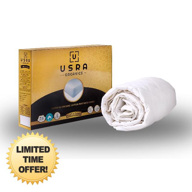 USRA 100% Cotton King Mattress Topper Protector Cover - 300 GSM Quilted Non-Toxic 18" Deep Premium Quality Thick Soft Water Resistant Pad for Mattress - Oeko-TEX Certified