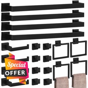 20-Pieces Matte Black Bathroom Accessories Set