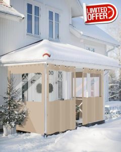 FoundGo 8 * 12ft Heavy Duty Gazebo Curtain Replacement with Window