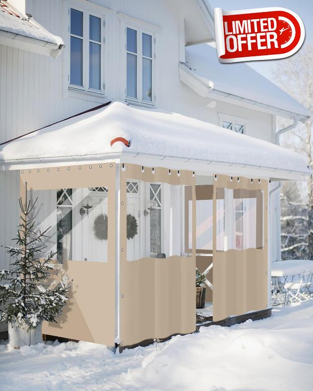 FoundGo 8 * 12ft Heavy Duty Gazebo Curtain Replacement with Window