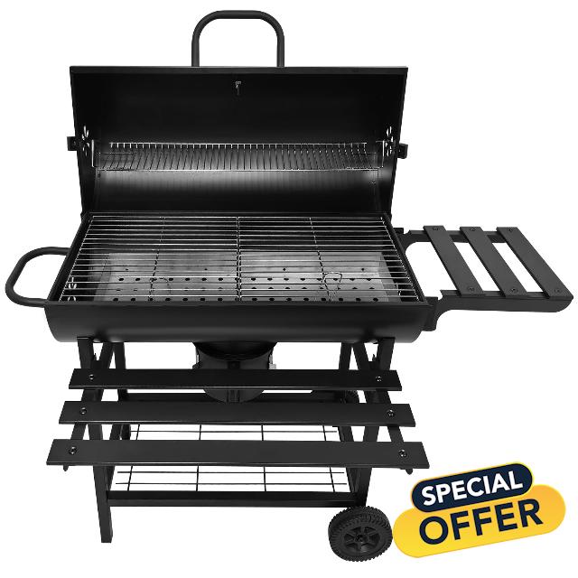 28-Inch Charcoal Grill - 2 Foldable Side Tables