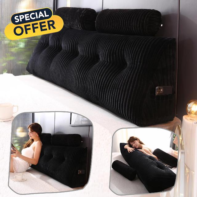 Headboard Wedge Pillow with 2 Pack Neck Roll Pillows Large Wedge Headboard Pillow Reading Pillow Soft and Supportive with Removable Cover