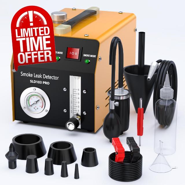Automotive Smoke Machine with Built-in Air Pump and Pressure Gauge. Professional Vehicle Leak Diagnostic Detector Tools for Leaks Test in Vacuum