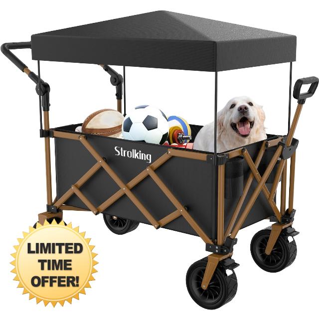 330Lbs Collapsible Wagon with Removable Canopy