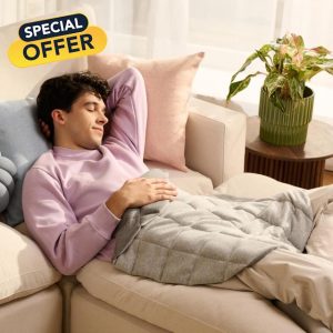 Bearaby 7lb Compact Weighted Blanket - Weighted Lap Pad for Travel - Microwavable Heat Pad - Machine Washable