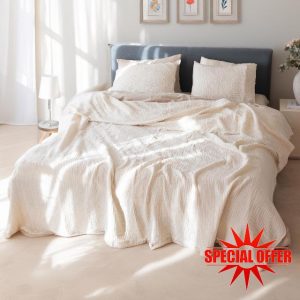 Muslin Bedspread & Pillowcases Set of 3