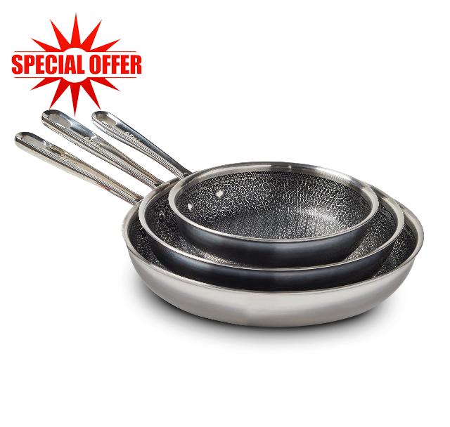 T-fal HybridMesh Tri-Ply Stainless Steel 3 Piece Cookware Set