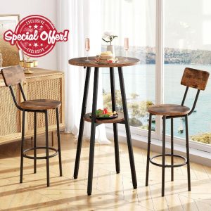HOOBRO Bar Height Table and Chairs Set