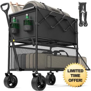 400L Large Double Decker Beach Wagon with Tailgate