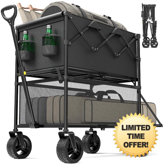 400L Large Double Decker Beach Wagon with Tailgate