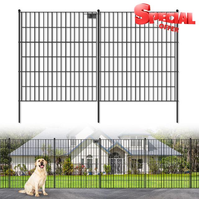10 Panels No Dig Decorative Garden Fence with Gate
