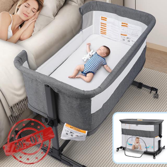 Xilingol 5-in-1 Bassinet Bedside Sleeper with 5 Adjustable Heights