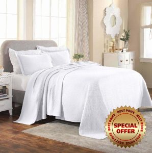Superior 3 Piece Basketweave Cotton Bedspread Set
