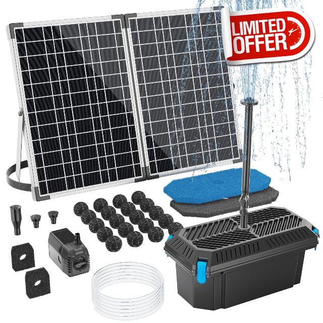 Antfraer Solar Pond Filter with Water Pump