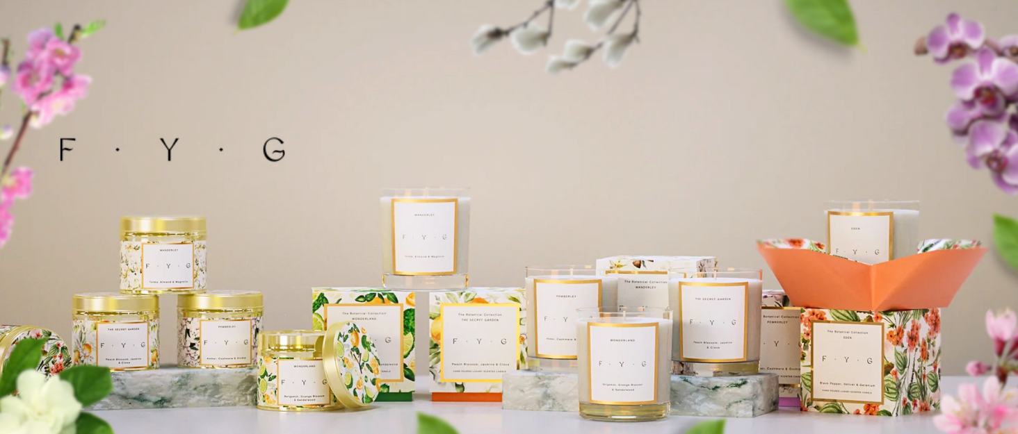 FYG soy wax candles, portable tin candles, hand-poured luxury scents, elegant candle gift sets