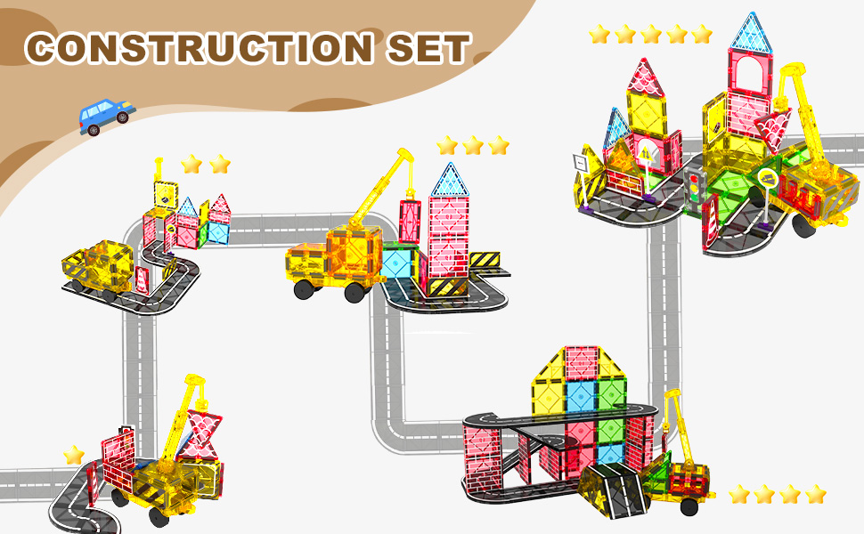 magnetic tiles road set