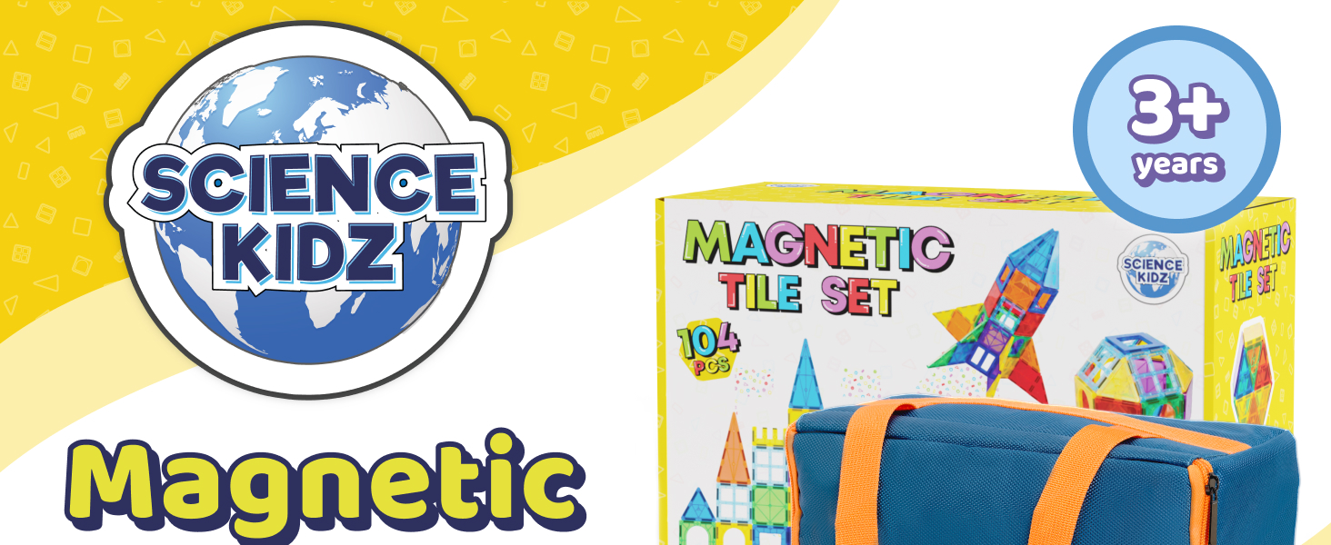 Science Kidz Magnetic Tiles Piece Set Play Figures Storage Building Block Kids Educational Toy Shape