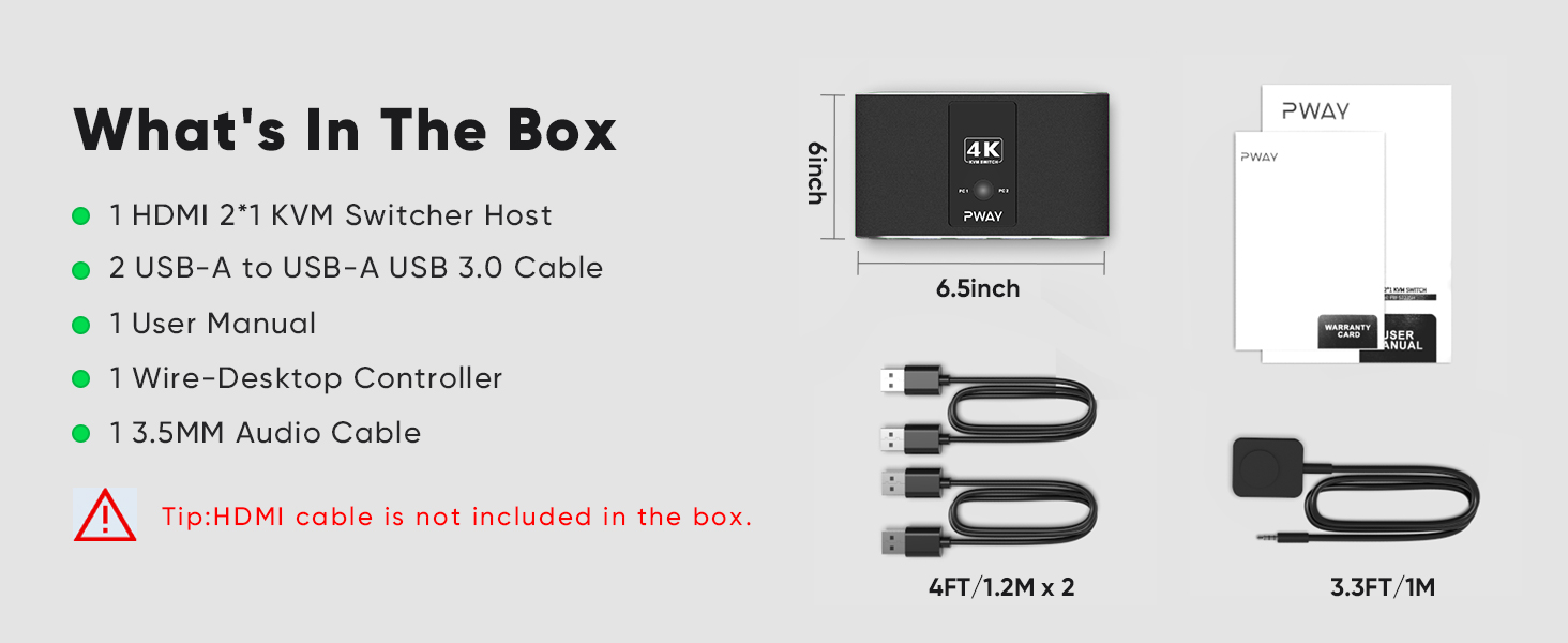 Kvm Switch HDMI 1 Monitors 2 Computers 4K@60Hz Sharing USB Devices with 3 USB 3.0 Ports