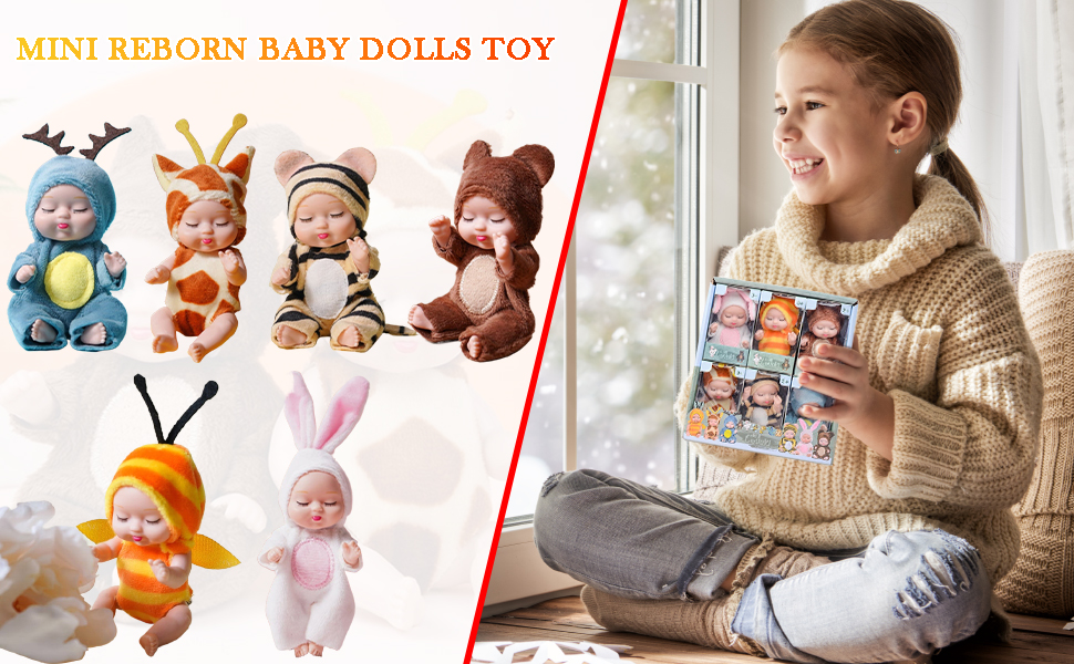 6 Pcs Mini Reborn Dolls, Sleeping Rebirth Dolls with Clothes
