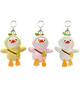 HTU Cartoon Duck Keychain Cute Duck Doll Key Chain Soft Stuffed Animal Keyring Bag Hanging Charms...