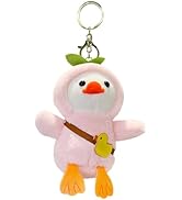 HTU Cartoon Duck Keychain Cute Duck Doll Key Chain Soft Stuffed Animal Keyring Bag Hanging Charms...