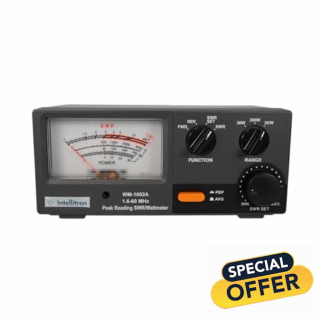 WM-1002A Analog SWR and Watt Meter 1.6-60 MHz 30/300/3KW SO-239